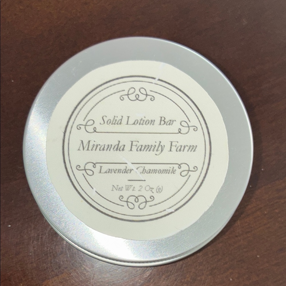 NEW!!! Miranda Family Farm Lavender Chamomile Solid Lotion Bar